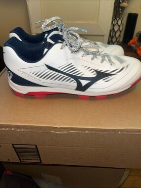 Mizuno White Navy Red Baseball Cleats - Low Top